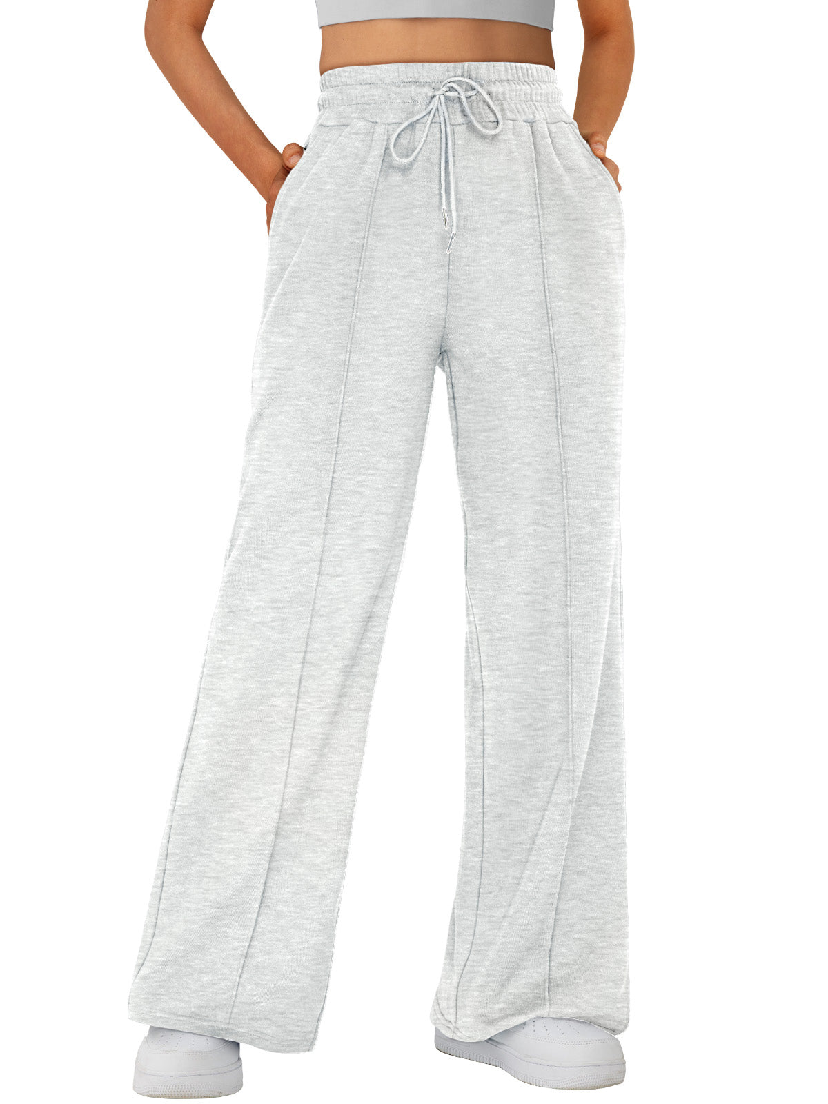 Women's Wide-Leg Cotton Blend Sweatpants with Drawstring
