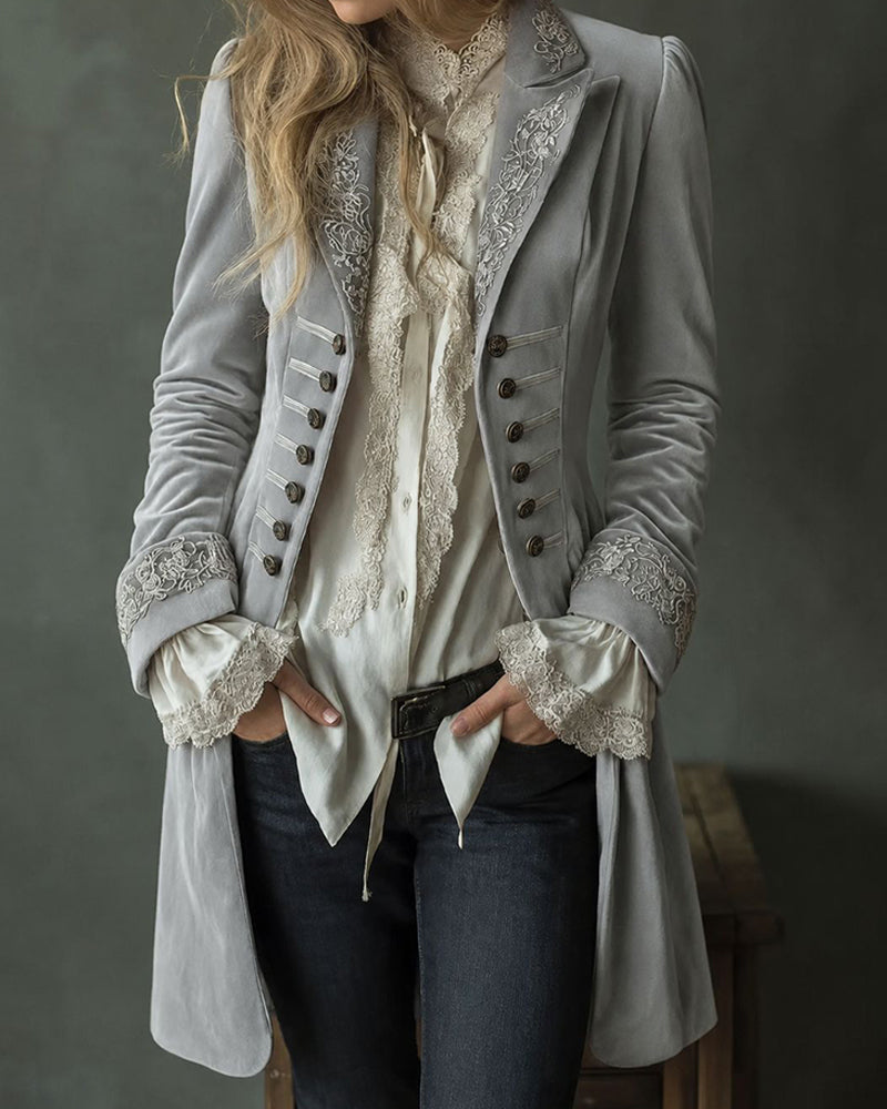 Women's Velvet Retro Jacket – Gray