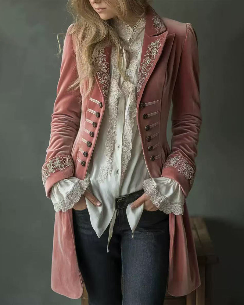 Women's Velvet Retro Jacket – Pink
