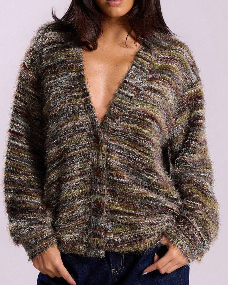 Women's Knit Relaxed-Fit Cardigan – Khaki