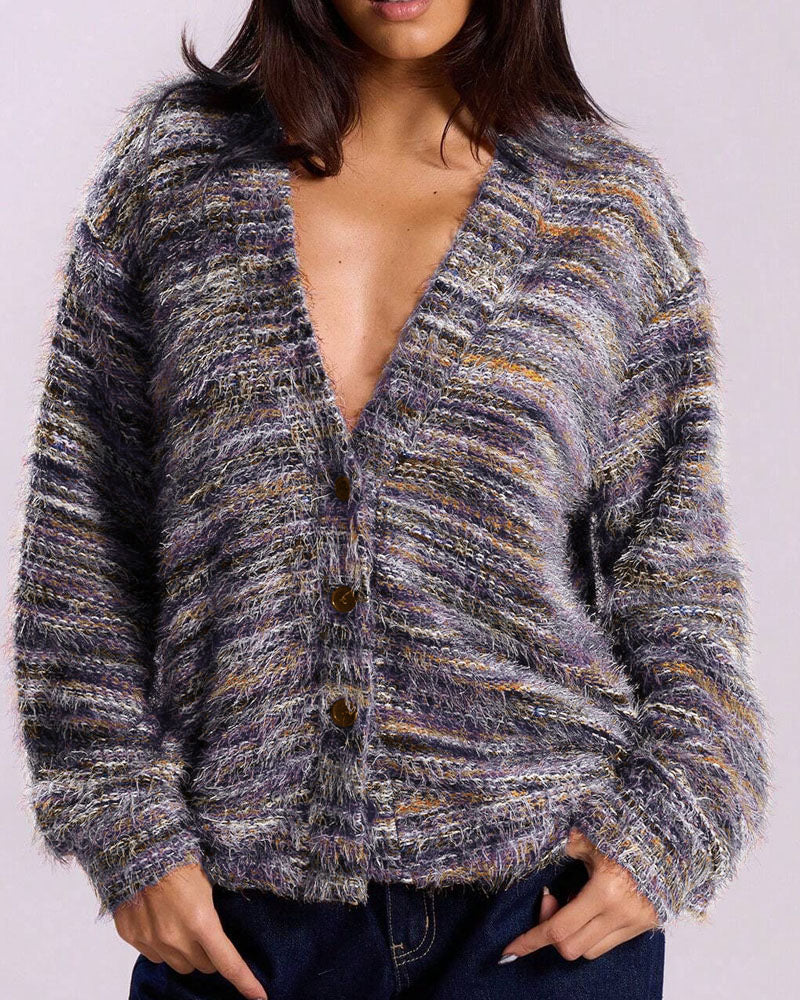 Women's Knit Relaxed-Fit Cardigan – Gray