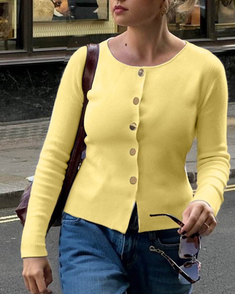 Women's Knit Minimalist Cardigan – Yellow