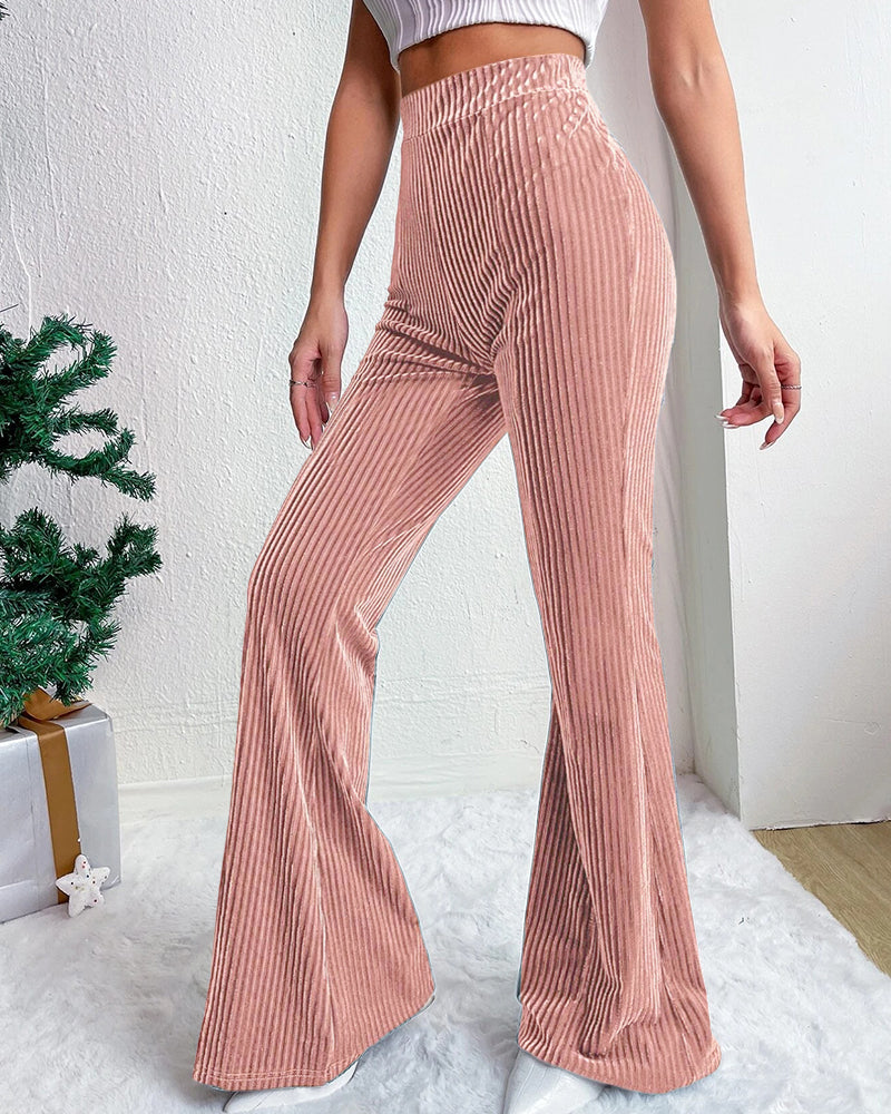 Women's Corduroy High-Waist Trousers – Pink