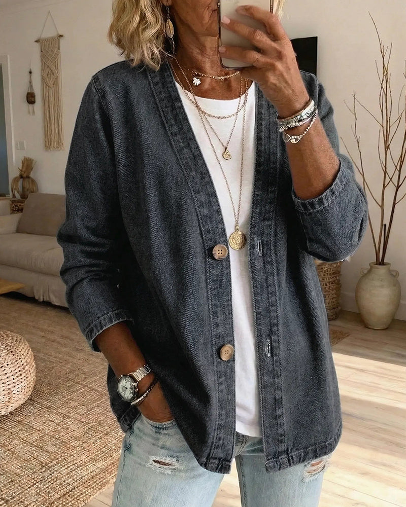 Women's Denim Lightweight Denim Jacket – Dark Gray