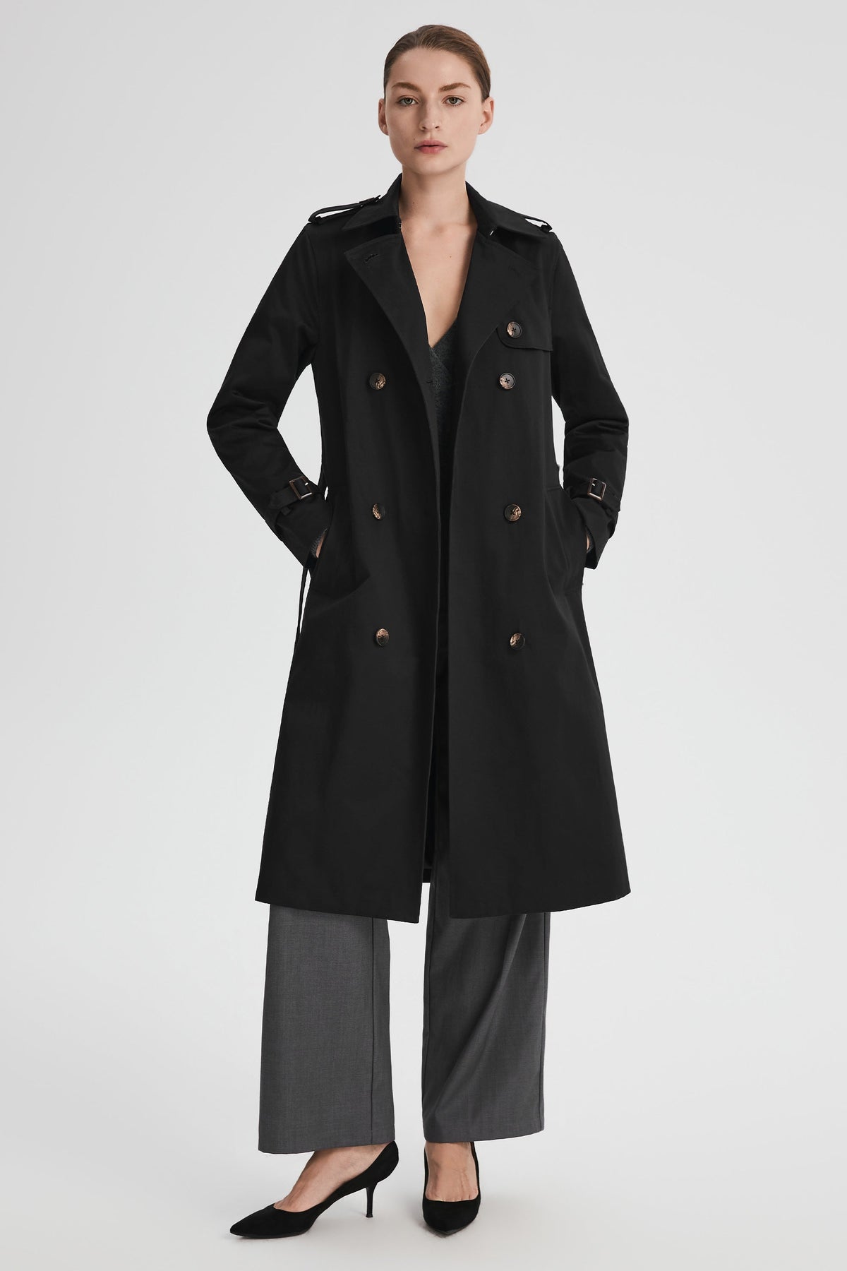 Women's Cotton Classic Trench Coat – Black