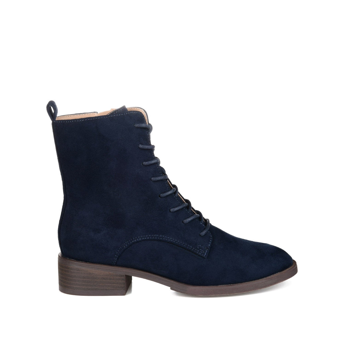 Women's Faux Leather Side-Zip Combat Boots – Navy