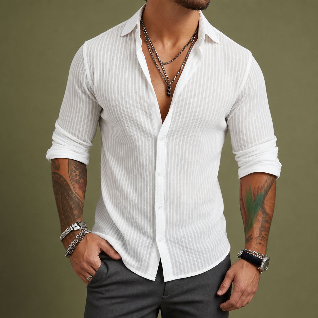 Aaron | Caceres Striped Lapel Shirt