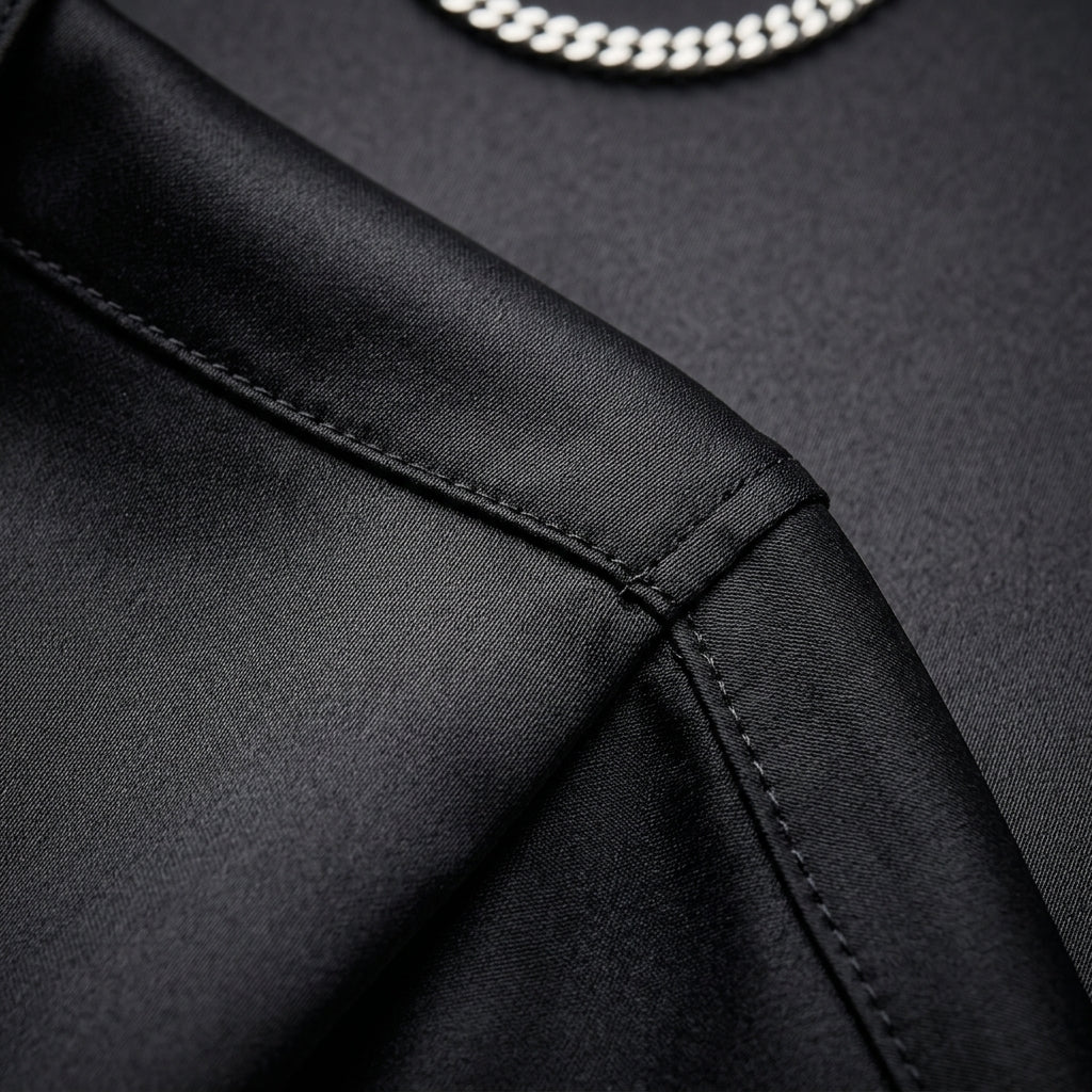 Abigail | Marlowe Satin Blouse with Draped Collar
