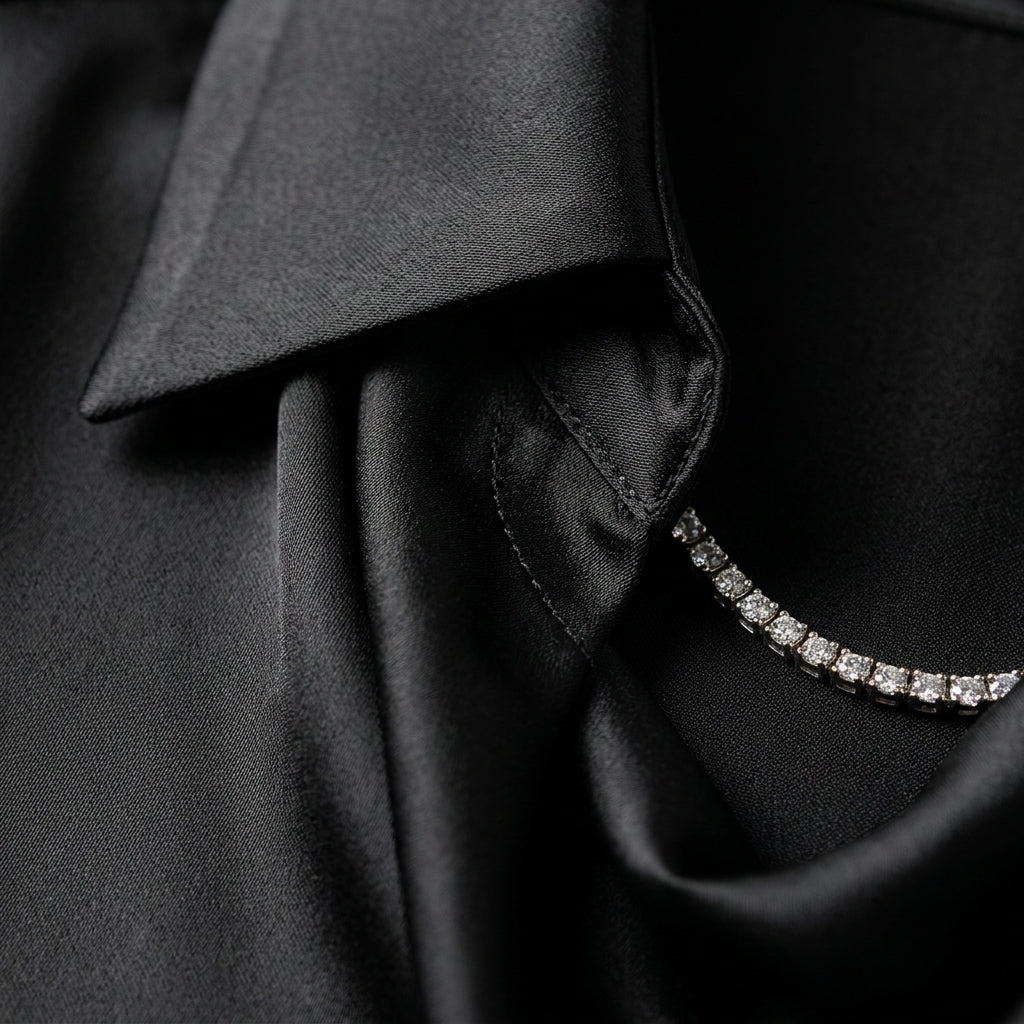 Abigail | Marlowe Satin Blouse with Draped Collar