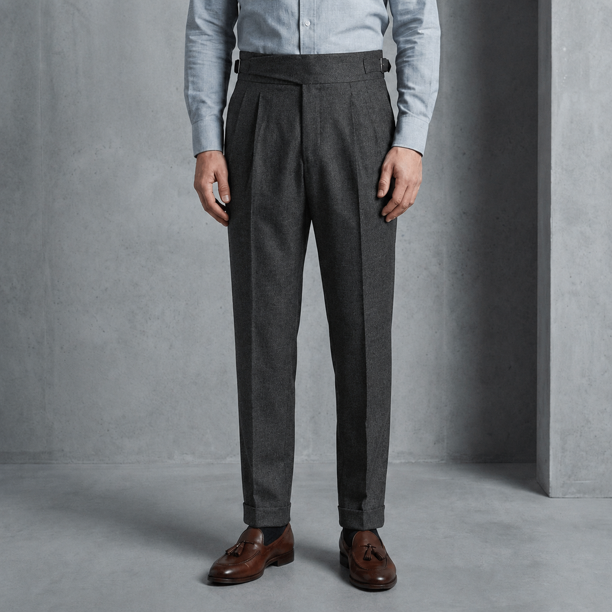 Adrian | Catania Gurkha Straight Fit Pleated Trousers