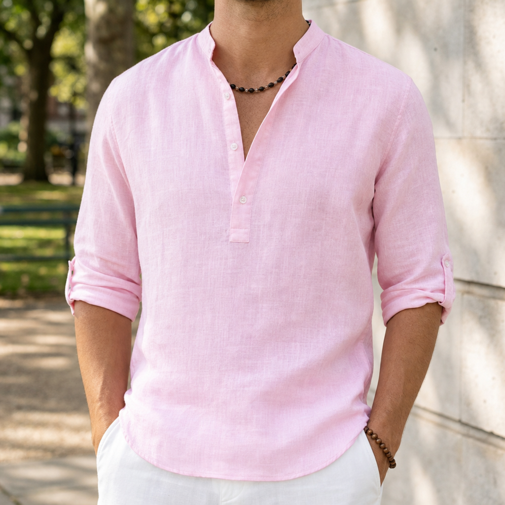 Aiden | Begur Linen Henley Shirt