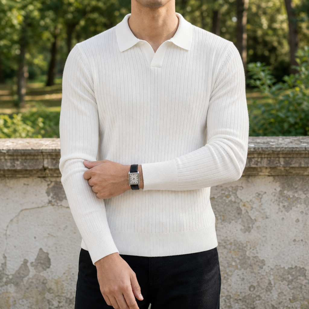 Aiden | Caceres Ribbed Knit Polo