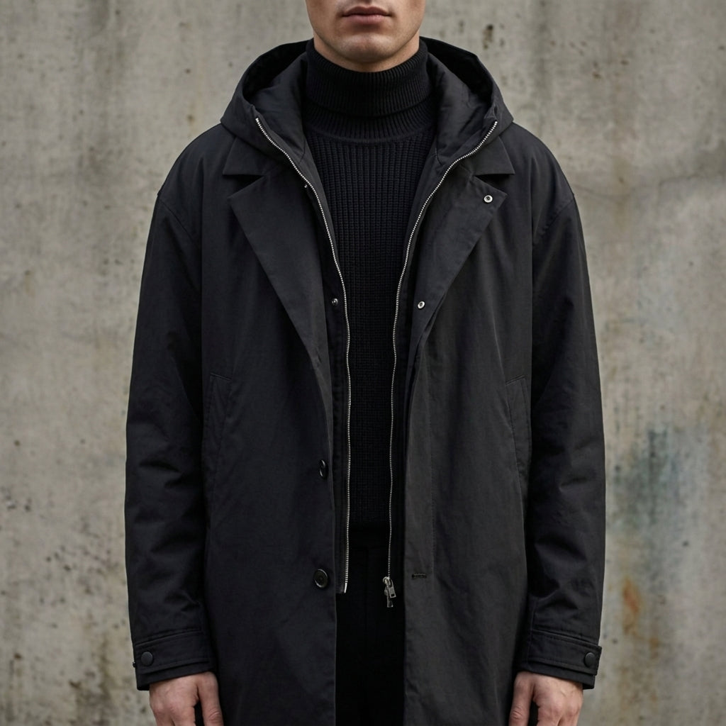 Aiden | Garrison Long Hooded Puffer Trench Coat