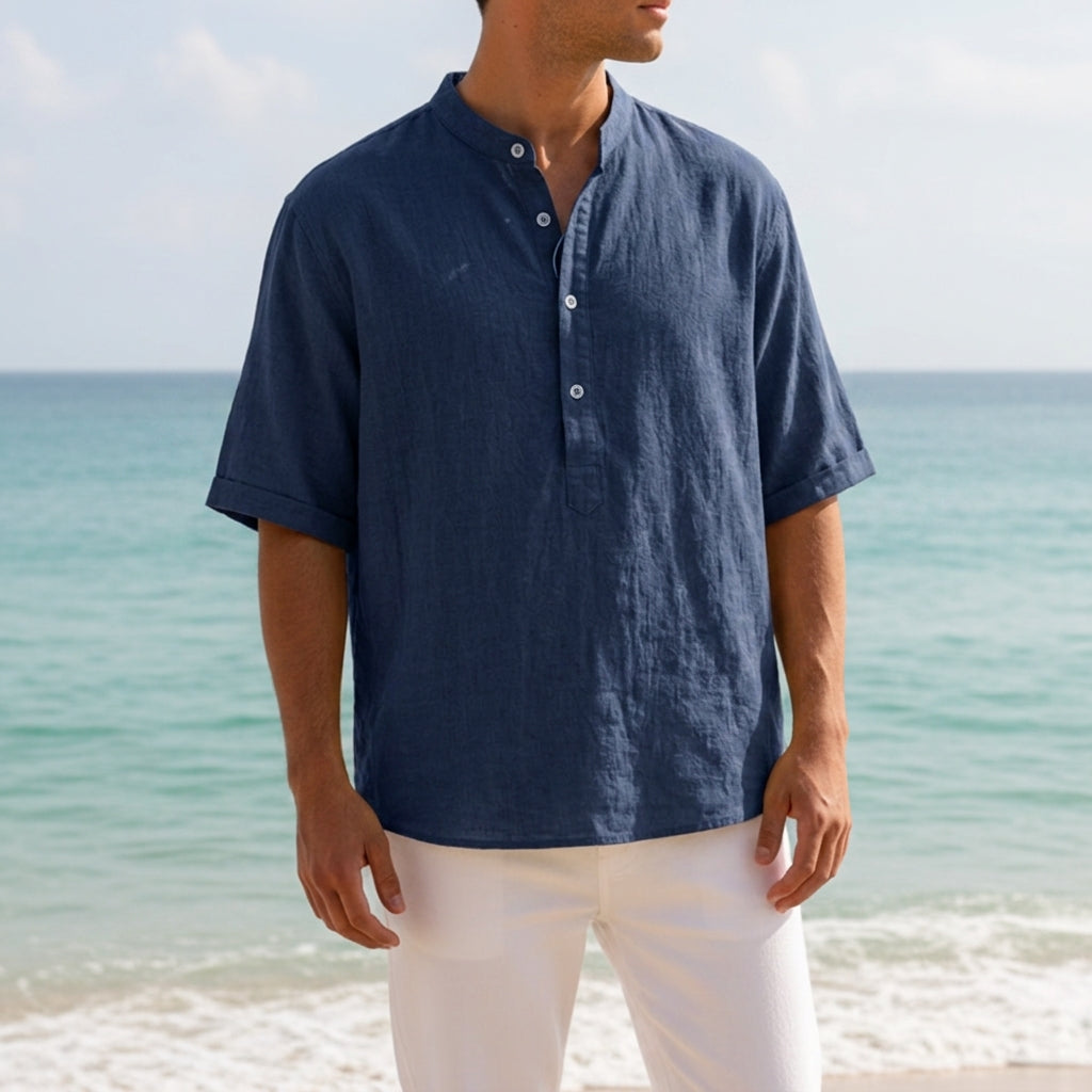 Alexander | Portofino Casual Linen Grandad Shirt