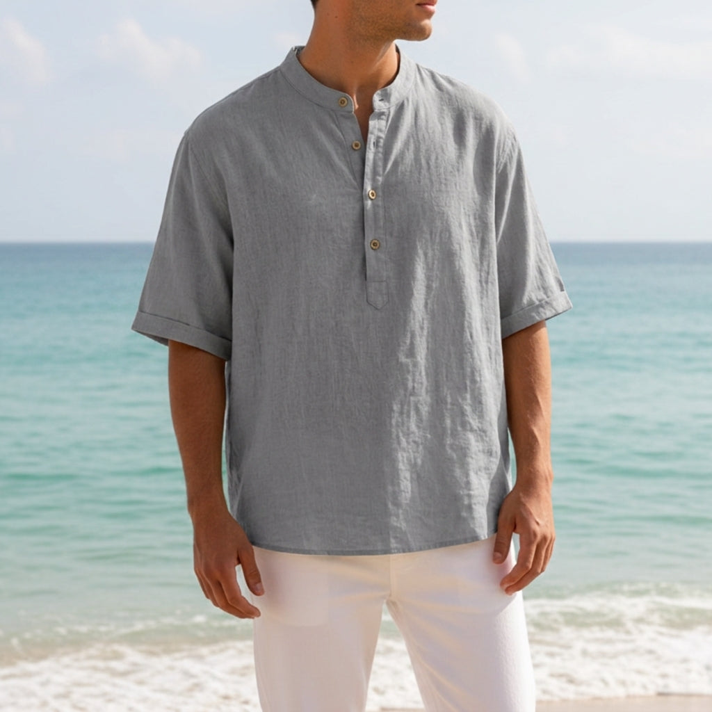 Alexander | Portofino Casual Linen Grandad Shirt