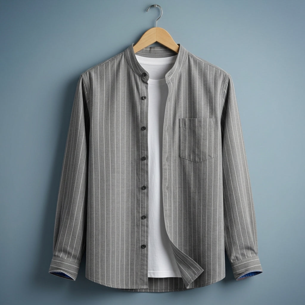 Alexander | Verona Pinstripe Mandarin Shirt