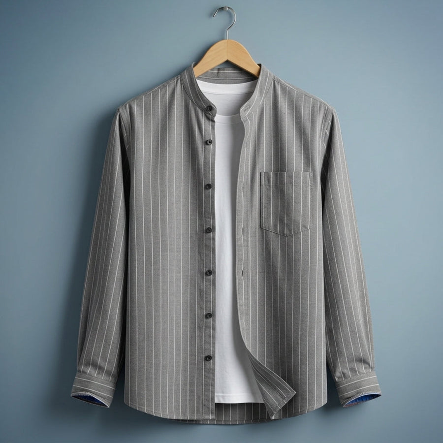 Alexander | Verona Pinstripe Mandarin Shirt