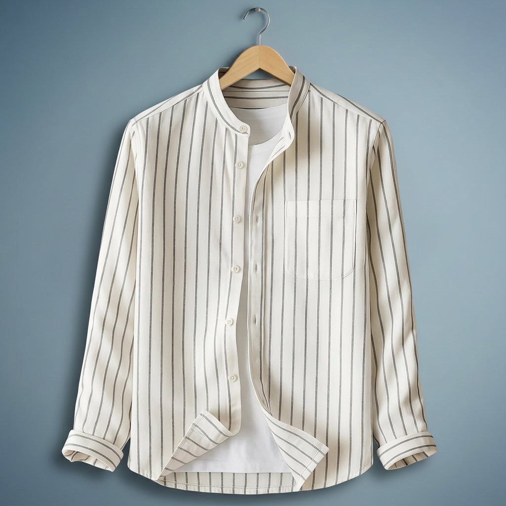 Alexander | Verona Pinstripe Mandarin Shirt