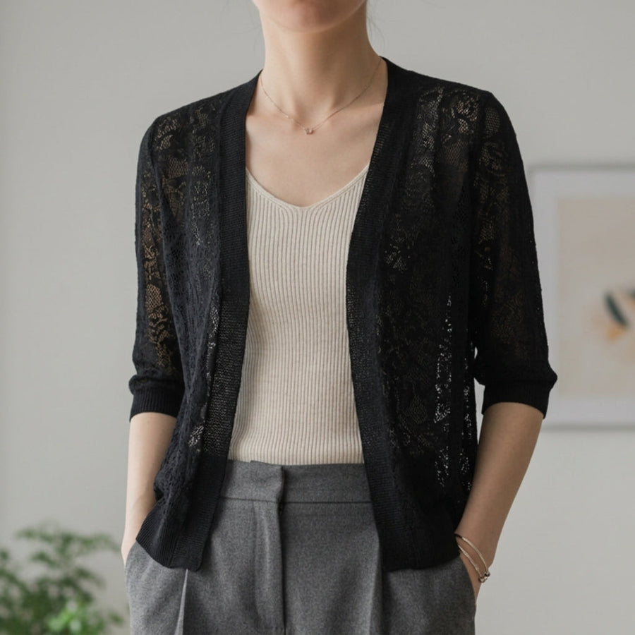 Alice | Benvielle Elegant Lace Knit Cardigan
