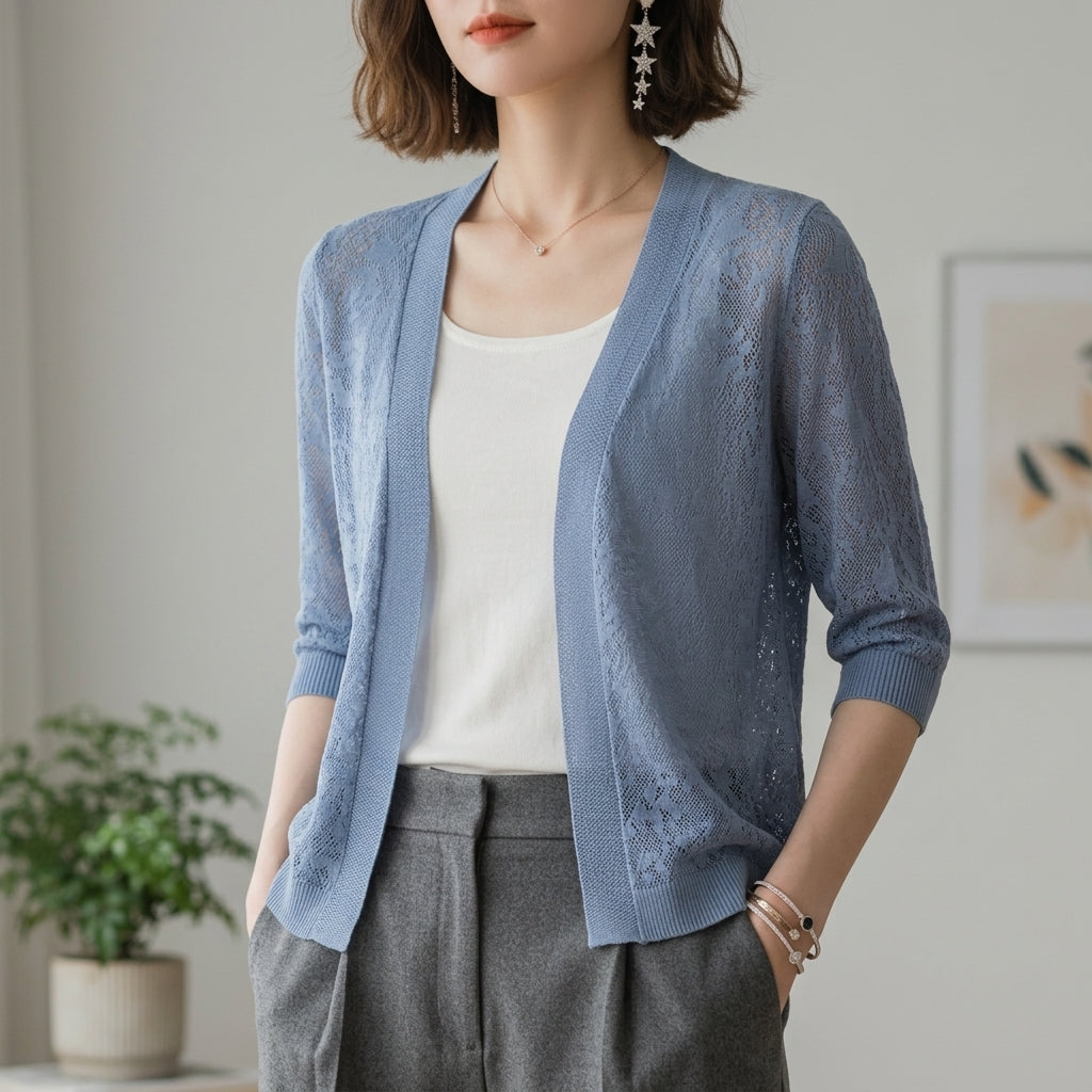 Alice | Benvielle Elegant Lace Knit Cardigan