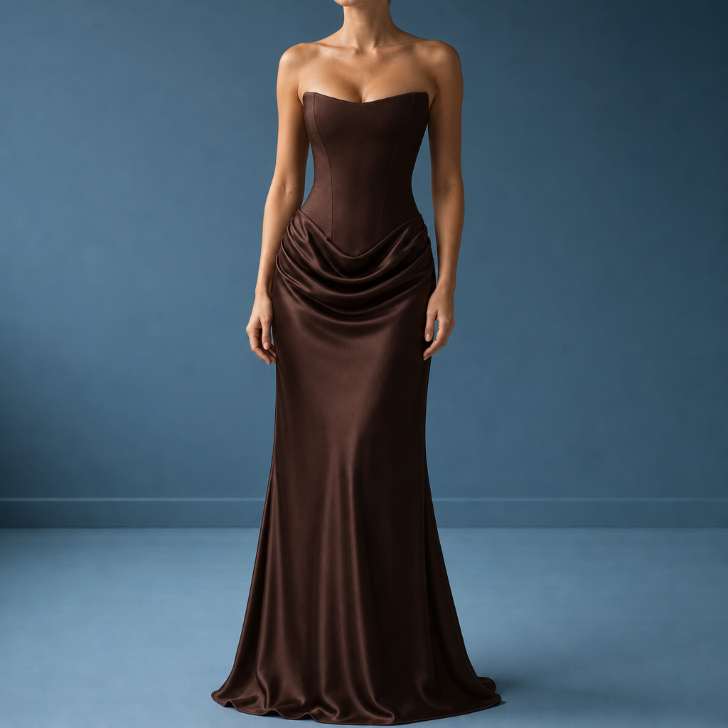 Amelia | Antequera Corset Satin Maxi Dress