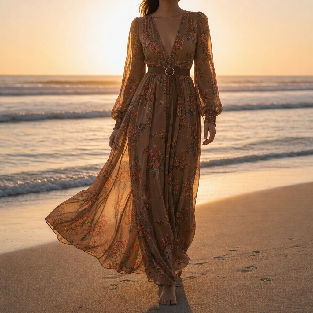 Amelia | Sitia Embroidered Boho Maxi Dress
