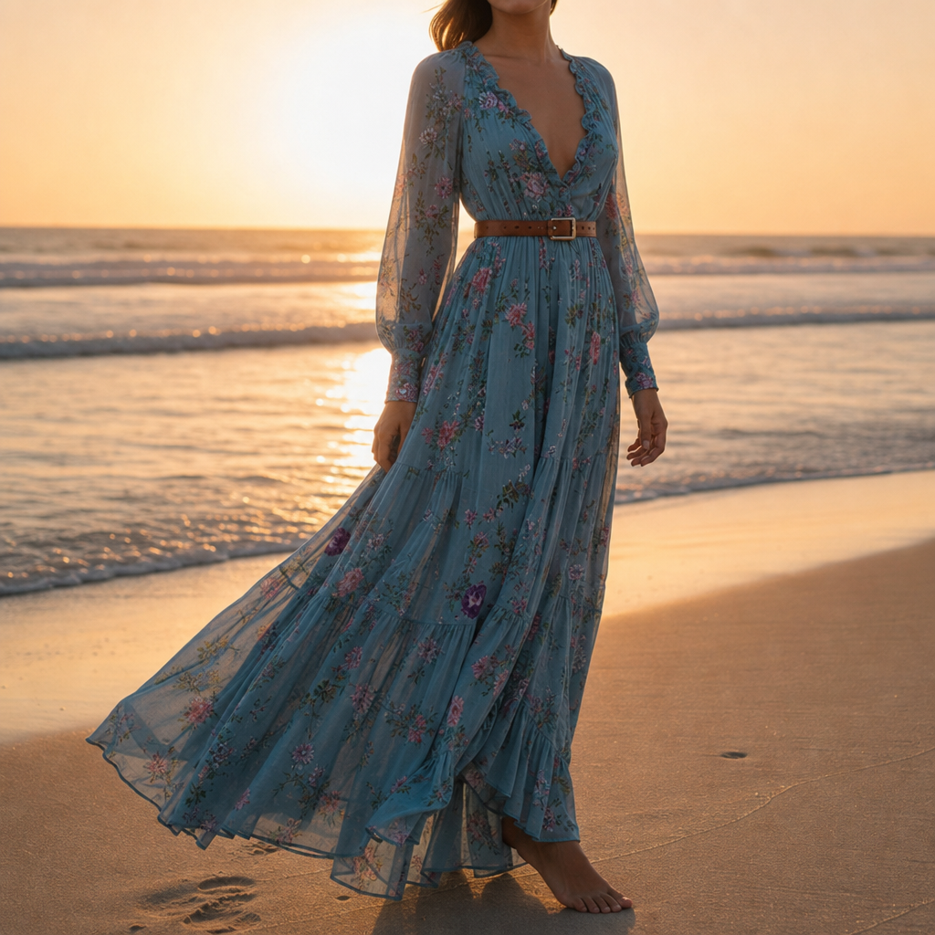 Amelia | Sitia Embroidered Boho Maxi Dress