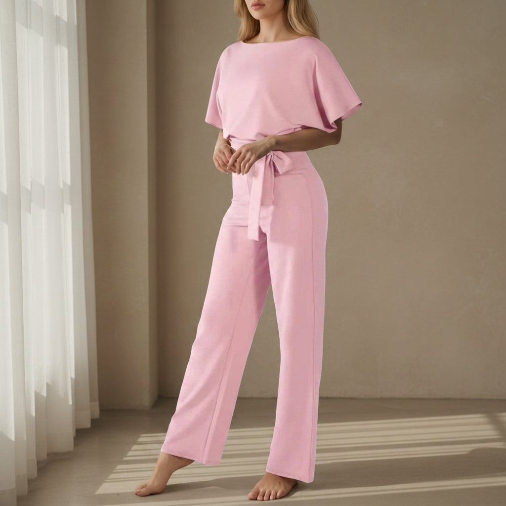 Anna | Sagres Belted Wide-Leg Jumpsuit