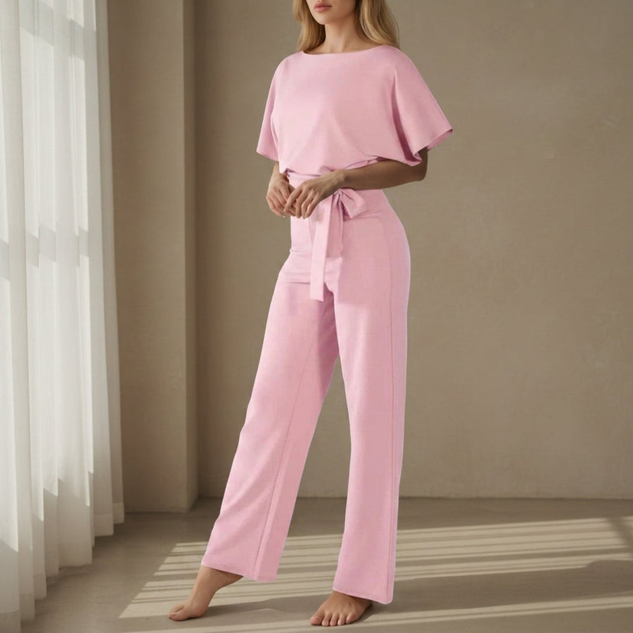 Anna | Sagres Belted Wide-Leg Jumpsuit
