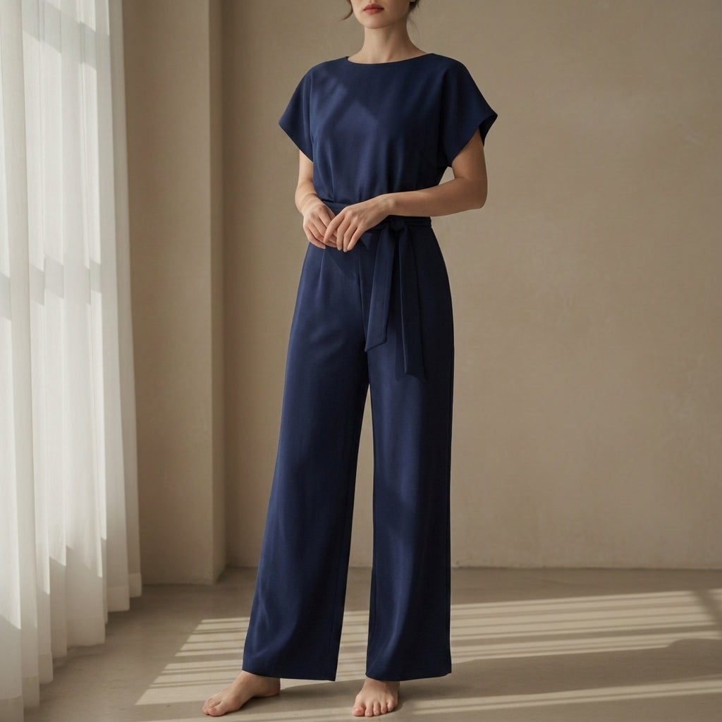 Anna | Sagres Belted Wide-Leg Jumpsuit