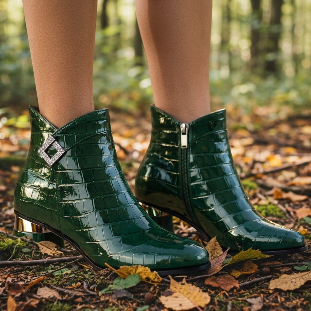 Aria | Naxos Croc Embossed Ankle Boots