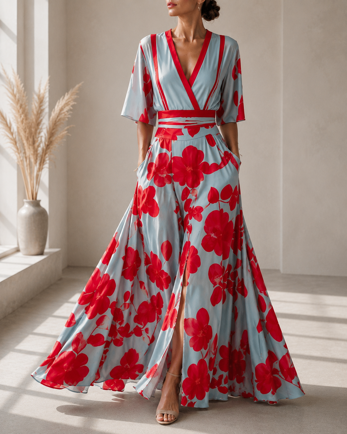 Aria | Valentina Twist Front V-Neck Maxi Dress