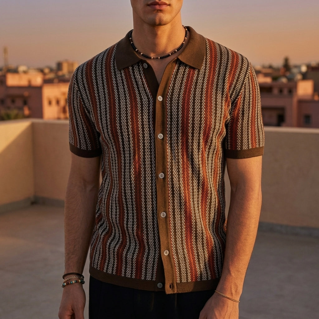 Asher | Beziers Herringbone Knit Polo