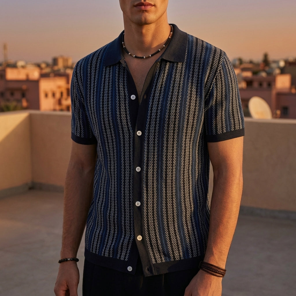 Asher | Beziers Herringbone Knit Polo