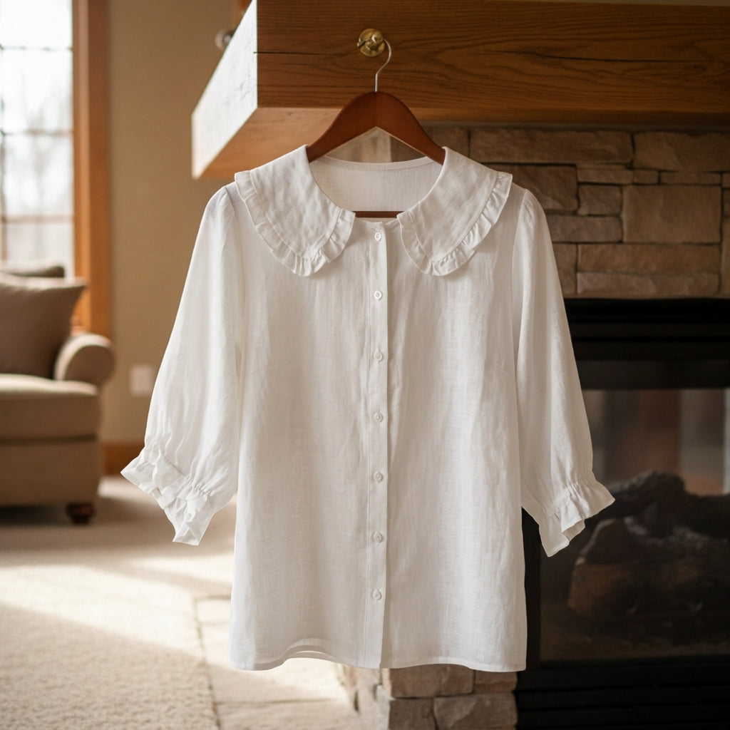 Audrey | Barcelona Ruffle Neck Shirt