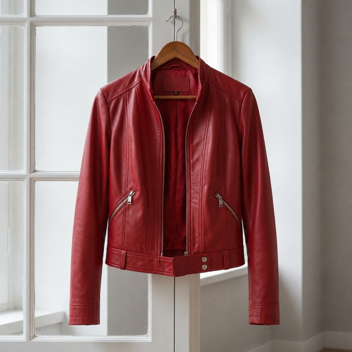 Audrey | Moto High-Collar Leather Jacket