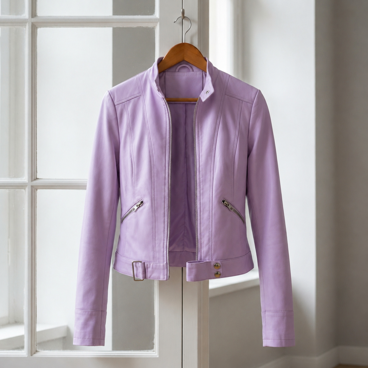 Audrey | Moto High-Collar Leather Jacket