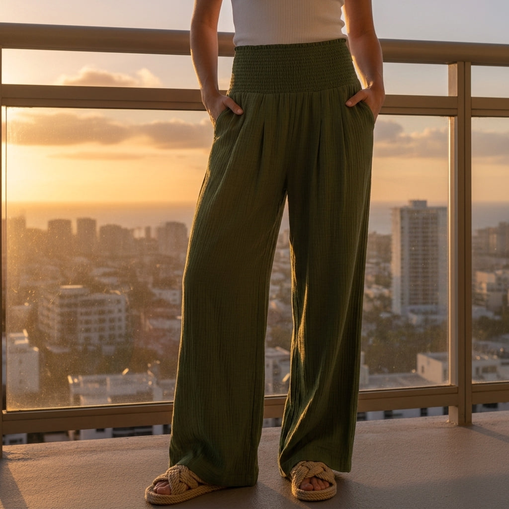 Audrey | Murcia Smocked Waist Palazzo Pants