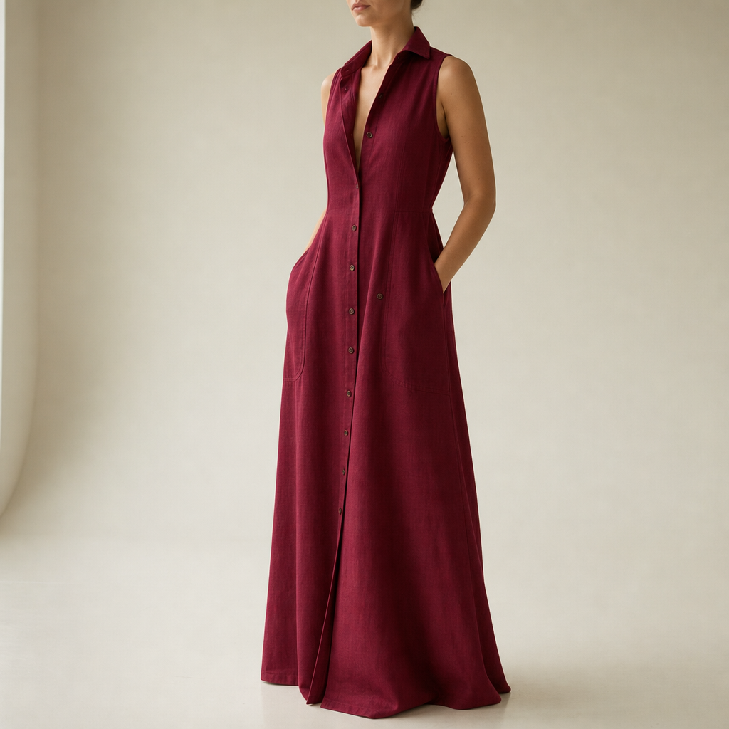 Aurora | Anzio Linen Sleeveless Shirt Dress