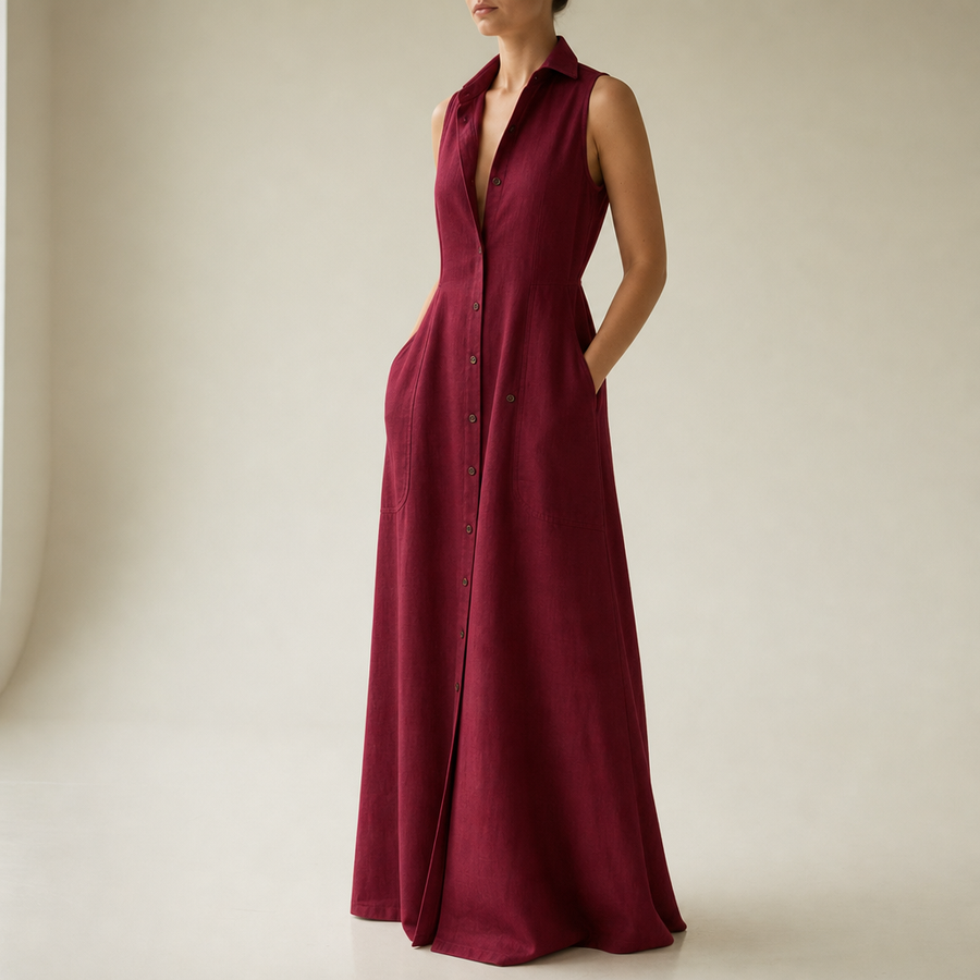 Aurora | Anzio Linen Sleeveless Shirt Dress