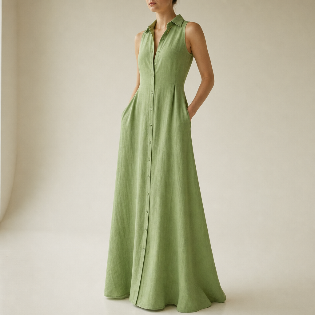 Aurora | Anzio Linen Sleeveless Shirt Dress