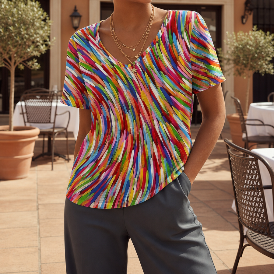 Aurora | Mljet Print V-Neck Top