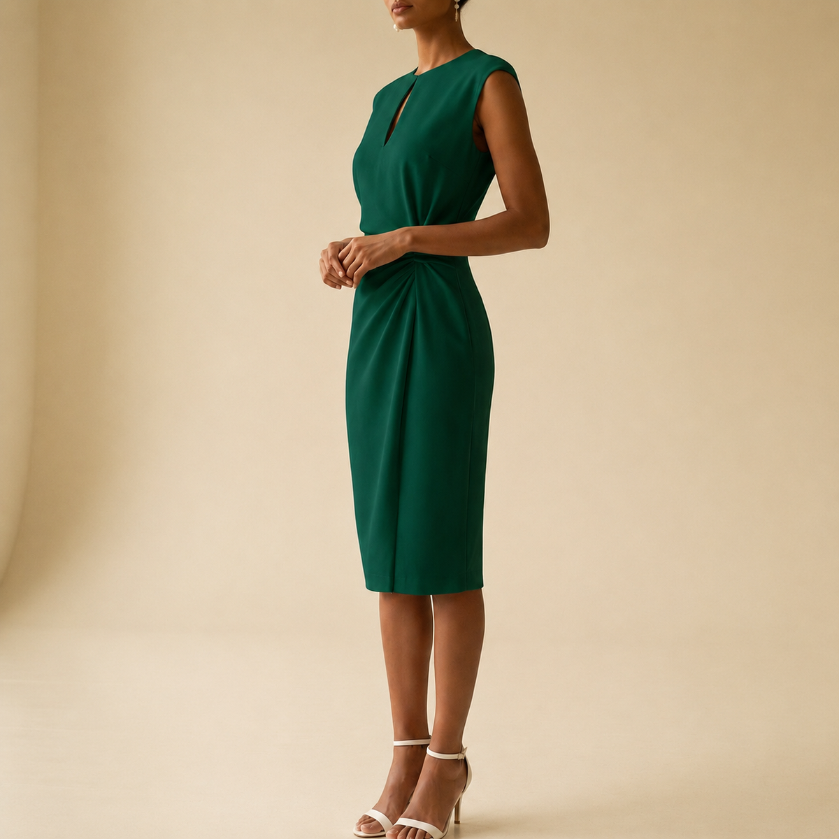 Aurora | Olhao Keyhole Ruched Midi Dress