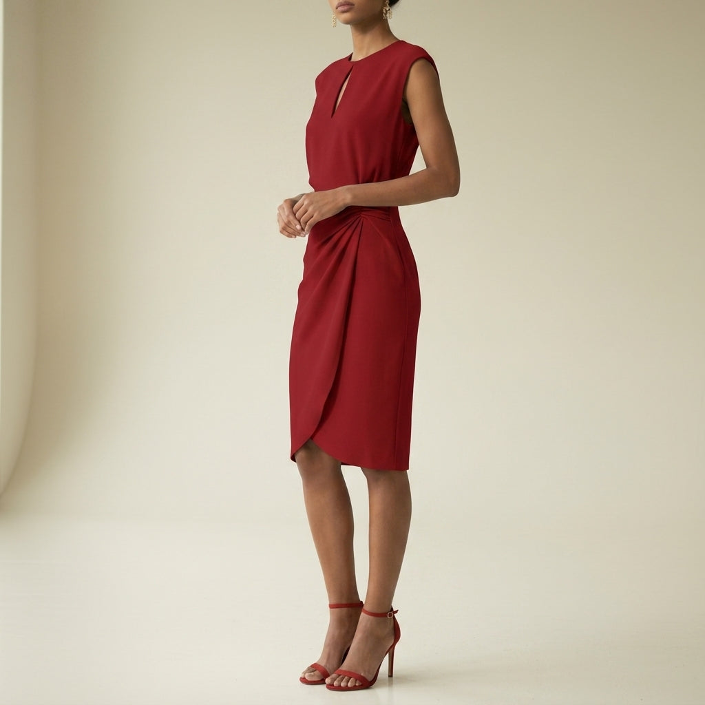 Aurora | Olhao Keyhole Ruched Midi Dress