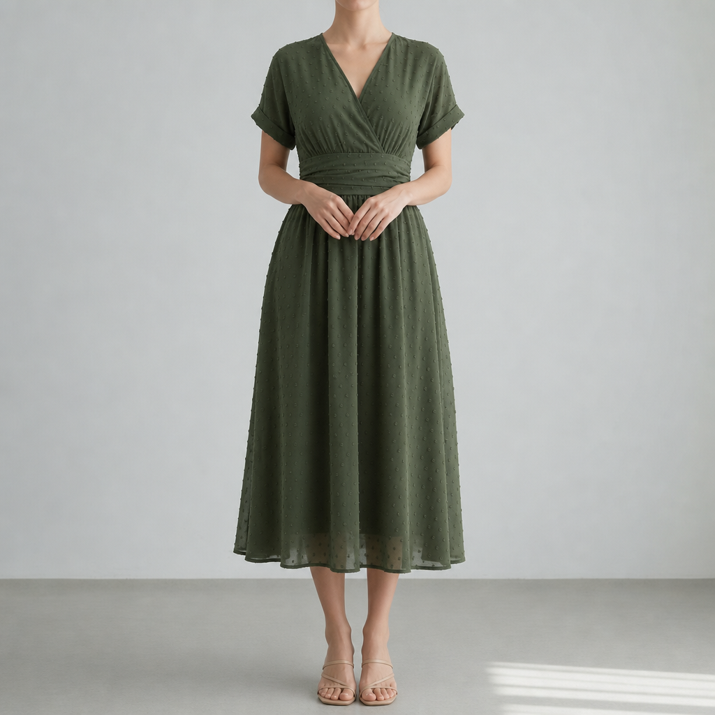 Ava | Peniscola Swiss Dot Wrap Midi Dress