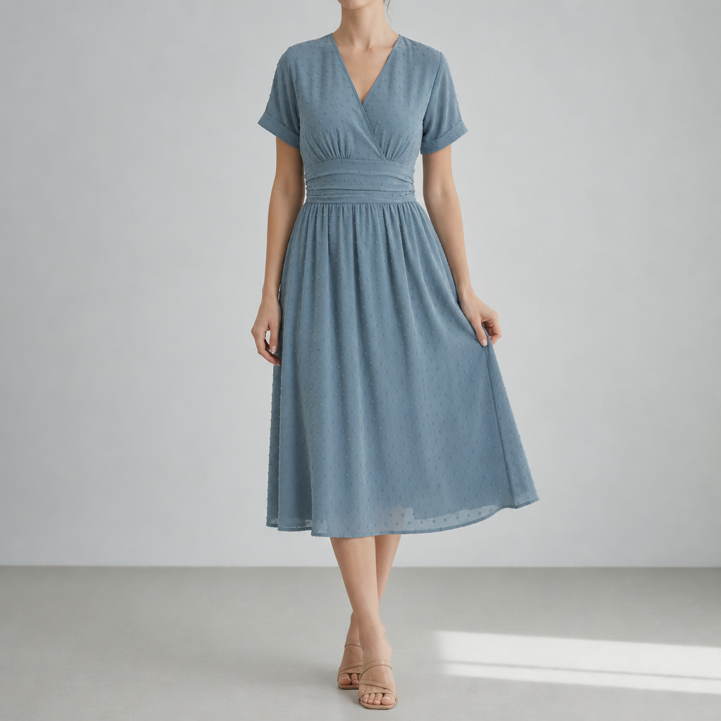 Ava | Peniscola Swiss Dot Wrap Midi Dress