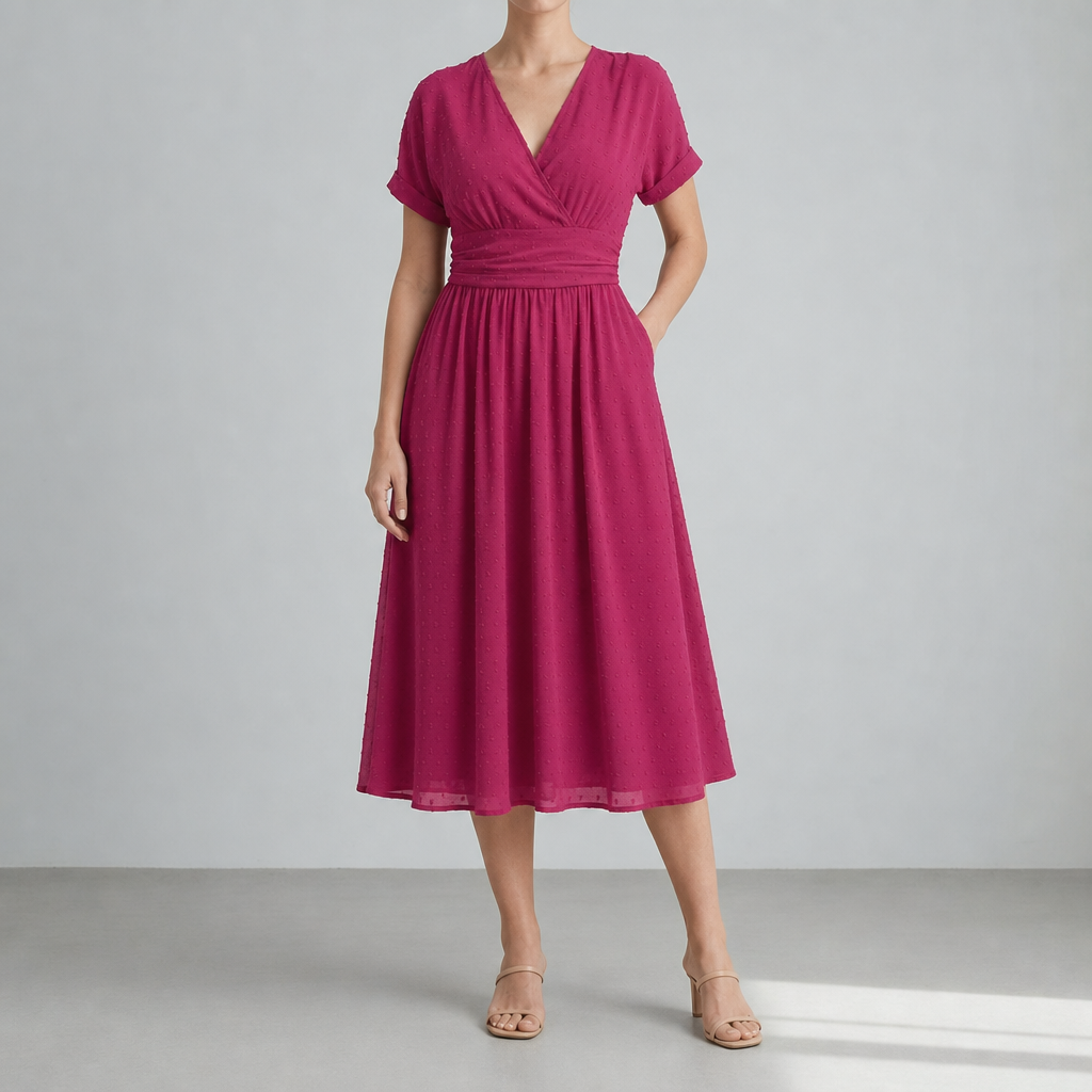 Ava | Peniscola Swiss Dot Wrap Midi Dress