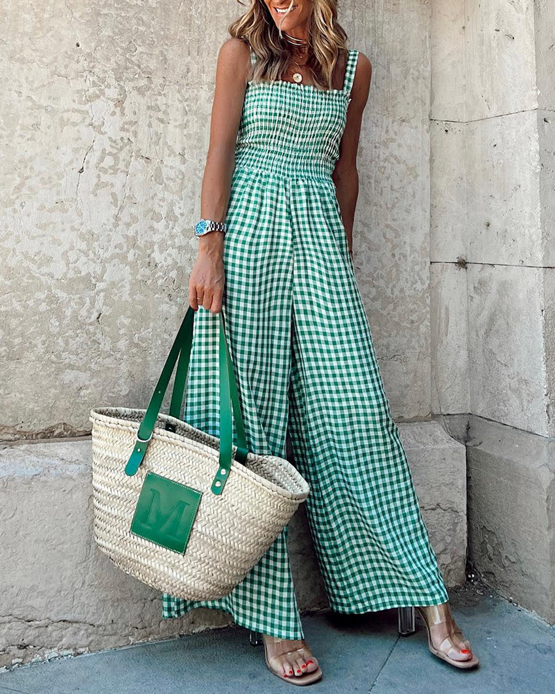 Women's Plaid Casual Trousers – Green