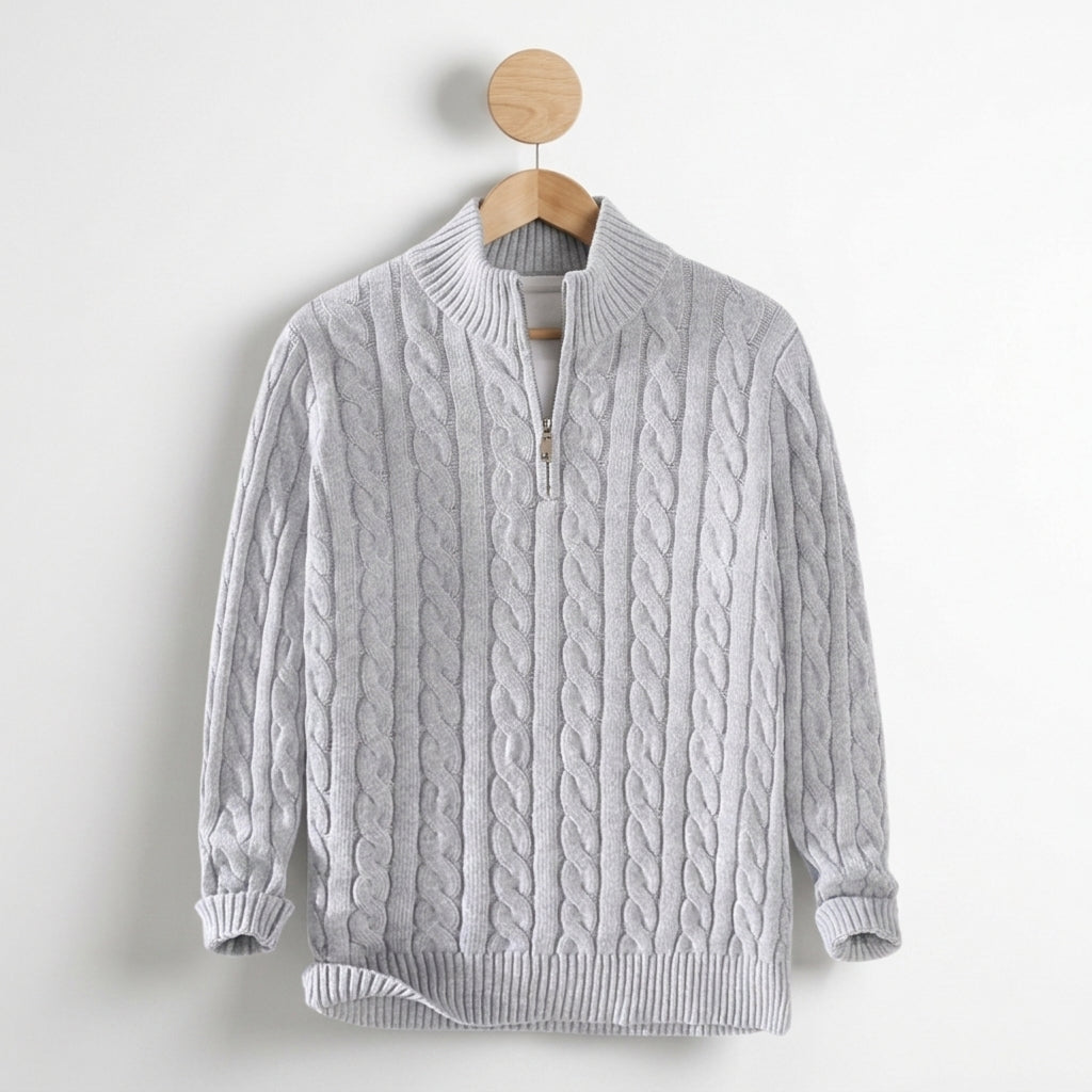 Benjamin | Lucca Cable Knit Half Zip Sweater