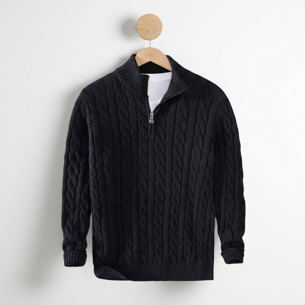 Benjamin | Lucca Cable Knit Half Zip Sweater